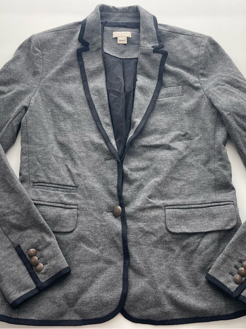 J. Crew Gray Blazer with Black Trim